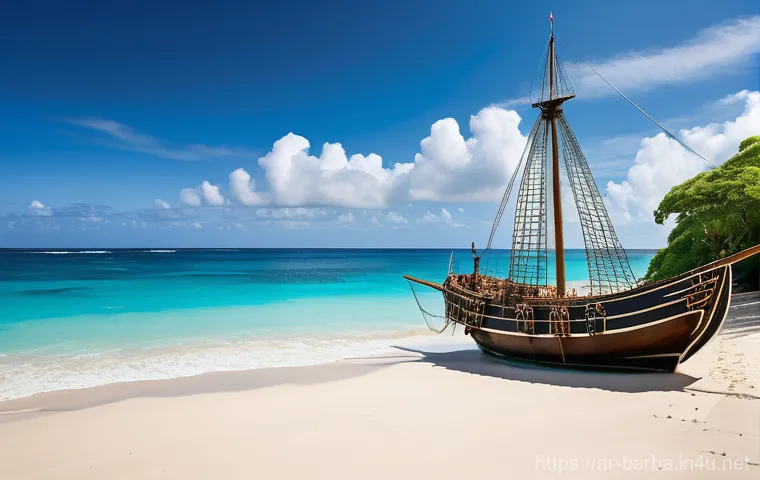 바베이도스 역사 - Image Prompt 1: The Land of the Bearded Trees (Early Barbados)**