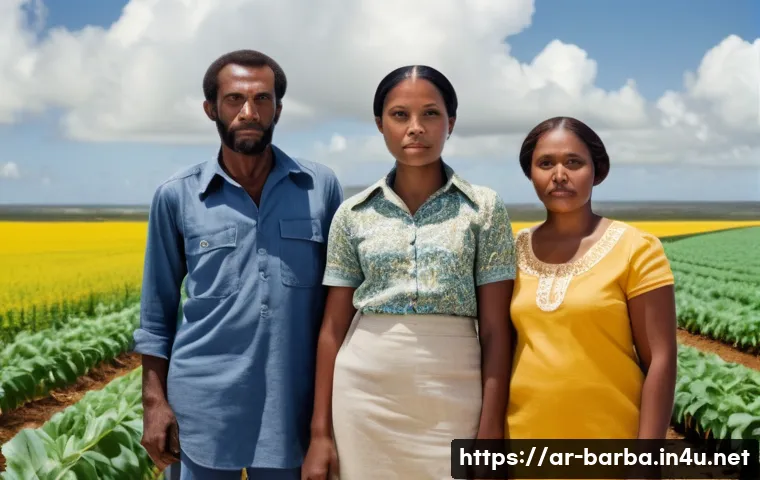 바베이도스 유럽 정착 과정 - A detailed scene depicting a Barbadian family in the 1970s preparing to emigrate to Europe, showcasi...
